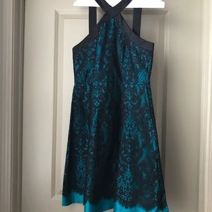 Draper James Teal with Black Lace Dress NWT